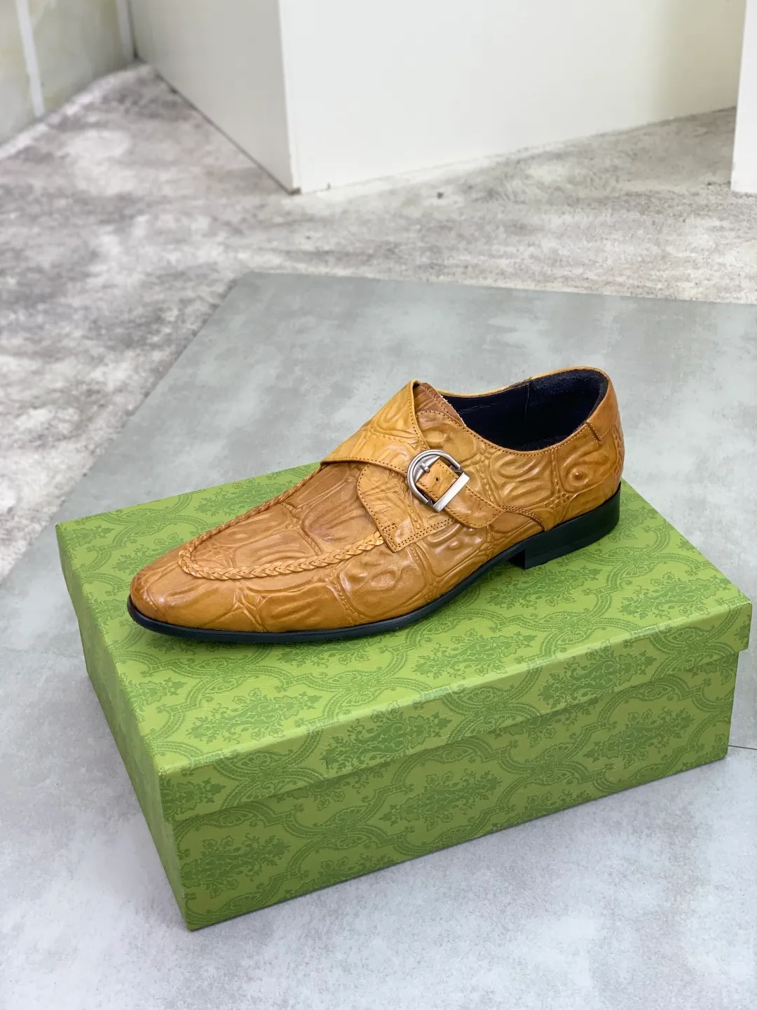 Men's Men's Shoes 💰P500 [New Style] 💰💎💎💎 [Gucci] GUCCI high-end men's formal business leather shoes, original order 1:1! Original imported high-end calfskin, original metal buckle, imported first-layer pigskin lining for feet, original high-end outsole, men's shoe size: 38-44